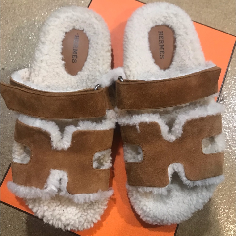 Hermes Chypre shearling Sandals size 37